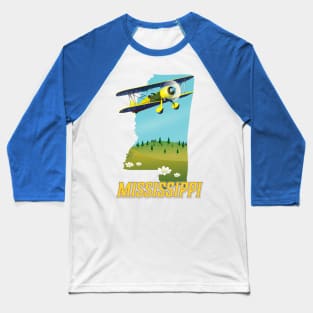 Mississippi map travel poster Baseball T-Shirt